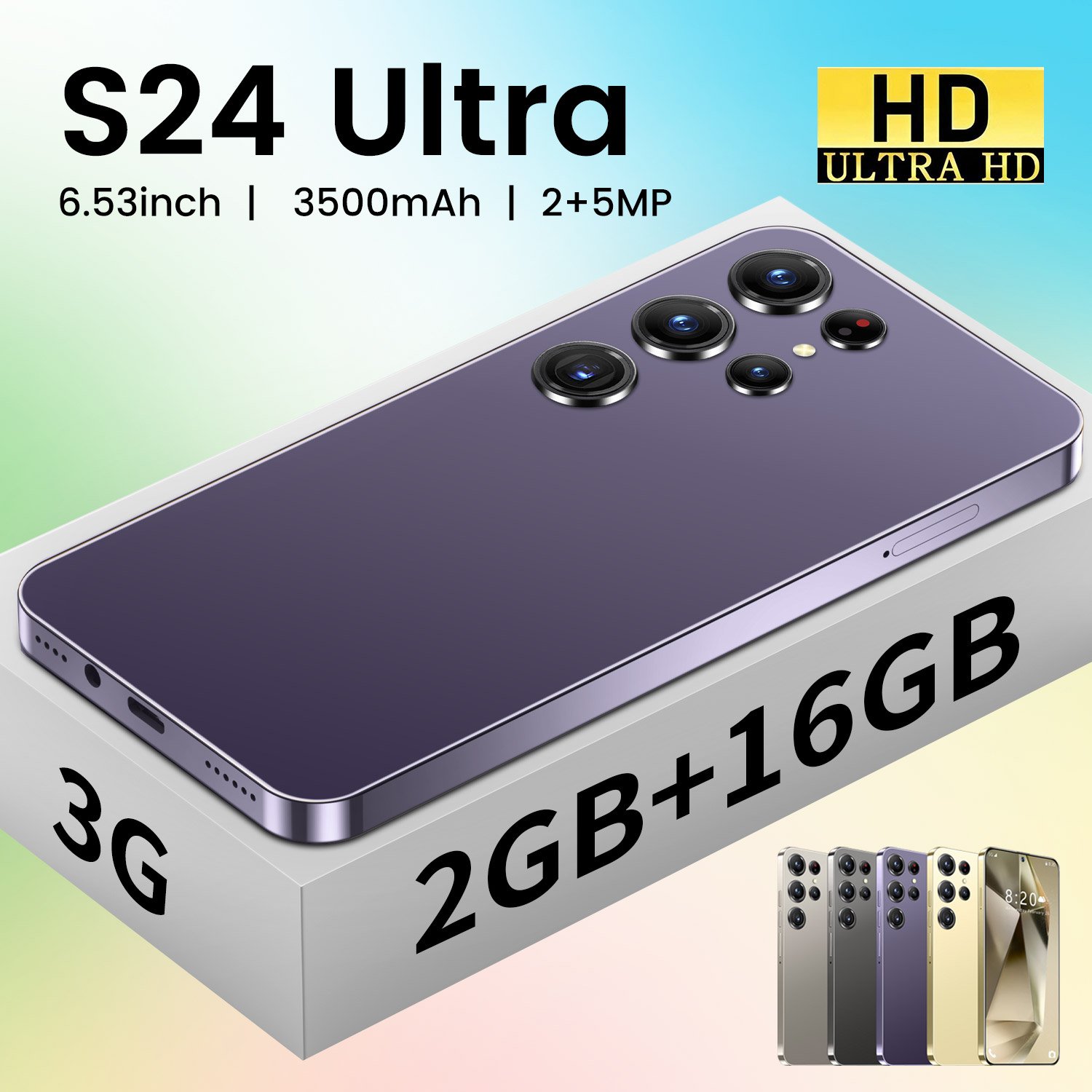 2024 Hot Selling Cheap S24 Ultra GSM 3G smart phone Type-C Dual Sim support Google Tiktok Android high quality mobile phone
